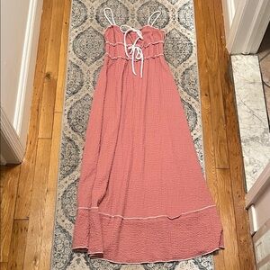 Pink Maxi Dress with White Accents